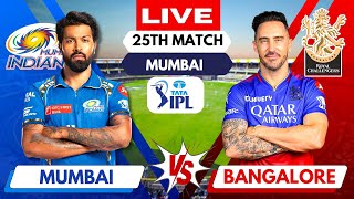 🔴 Live IPL 2024 MI vs RCB  Mumbai vs Bengaluru Match 25  IPL Live Scores amp Commentary ipl [upl. by Blackington]