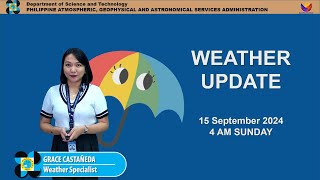 Public Weather Forecast issued at 4AM  September 15 2024  Sunday [upl. by Smukler]