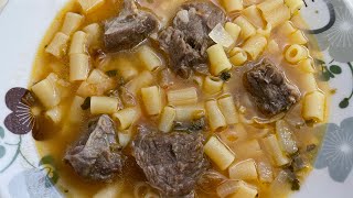 Supë me mish viçi dhe makarona  Easy soup  Albanian food [upl. by Arihsat]