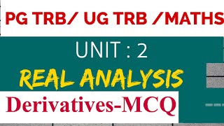 PG TRB maths UG TRBtnpscunit 2 Real Analysis derivativesmcq in tamil [upl. by Wesla715]