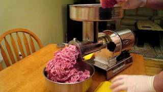 Grinding 10 lbs of Pork  1 hp Cabelas Meat Grinder [upl. by Ylle]