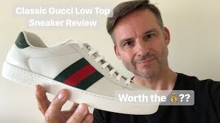 Gucci Classic Green Ace Leather Low Top Sneaker Review Unboxing  On Foot [upl. by Dier708]