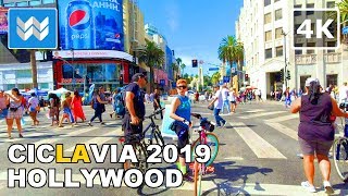 4K Biking around Hollywood in Los Angeles California USA  CicLAvia 2019 🎧 [upl. by Gusella]