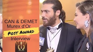 Can Yaman amp Demet Ozdemir ❖ Interview ❖ Post Murex Dor Awards ❖ English ❖ 2019 [upl. by Murrah]