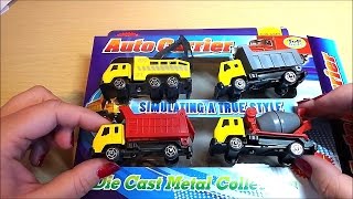 TOP 4 DIE CAST LORRIES  TOW TRUCK GARBAGE TIPPER AND CEMENT MIXER TOYS [upl. by Kieryt]