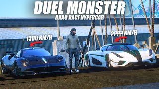 PAGANI HUAYRA 1300KMH DITANTANG KOENIGSEGG REGERA  DRAG RACE HYPERCAR DI GTA 5 ROLEPLAY [upl. by Ainuj]