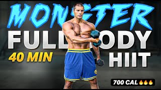 Monster Full Body Dumbbell HIIT – 40Minute FatBurning Power Workout [upl. by Ranilopa]