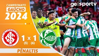 INTERNACIONAL 1 5X6 1 JUVENTUDE  PÊNALTIS  CAMPEONATO GAÚCHO  geglobo [upl. by Ateekal]