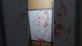 “Creating a Stylish Line Art Portrait in Red Ink – Speed Drawing” [upl. by Aretahs]