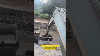 Making concrete casting using an excavator bucket [upl. by Tiffi659]