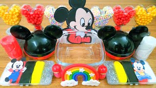 Mickey mouse slime  Mixing makeup parts sprangles glitter and much more with Mickey [upl. by Amarette]