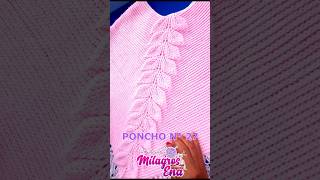 Poncho Tejido a crochet N° 27 en punto hojas en relieve videosdetejido ganchillocreativo lana [upl. by Ardnasil]