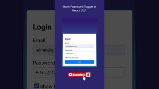 Show password toggle in React Js coder reactfrontend [upl. by Lesde]