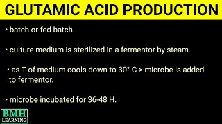 Production Of Glutamic Acid  Industrial Production Of Glutamic Acid [upl. by Parcel462]