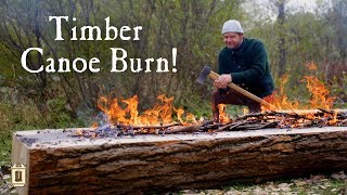 From Tree to Canoe Part 1  Chopping and Burning [upl. by Sivek]