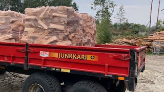 Vedproduksjon del 1 Mf 6445 Dalen 1554b xyz tømmerklo og woodflex stokkebord [upl. by Odirfliw822]