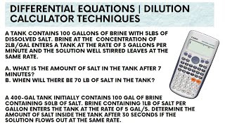 Dilution Problem CALTECH  Differential Equations [upl. by Koa109]