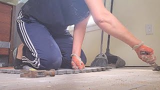 Farmhouse Renovation 61  Bedroom floor prep [upl. by Talmud]