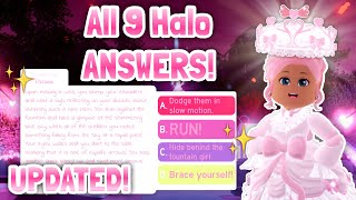 UPDATED ALL 9 HALOS ANSWERS To Win VALENTINES HALO 2021 Royale High Halo [upl. by Hymie]