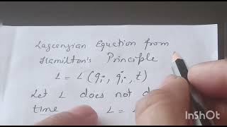 Lagrangian equation of motion from Hamiltons Principle [upl. by Bollinger]