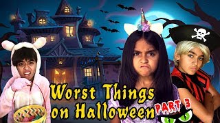 Worst Things Halloween Part 3  Funny Skits  GEM Sisters [upl. by Ahsla]