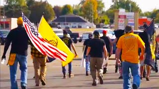 Proud Boys Are Marching Walking through Springfield Ohio for Donald Trump amp JD Vance [upl. by Wettam924]