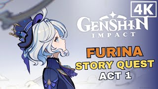 Genshin Impact  Furina Story Quest Act 1 The Little Oceanid  Full Story JP Dub EN Sub 4K 60FPS [upl. by Pas]