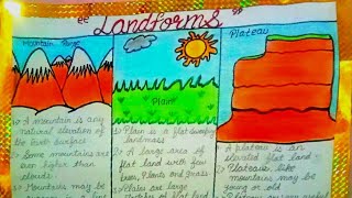 landforms chart for school projectlandforms model chart for kidsEVS activitytypes of landforms [upl. by Ahsea]