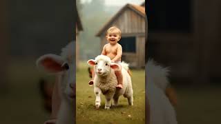 Fun on the farm 🐴🐑 Kids having a blast riding animals shorts [upl. by Brantley]