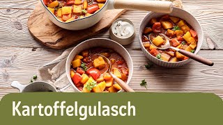 Kartoffelgulasch 🥔  vegetarisch kochen  REWE Deine Küche [upl. by Smiley]