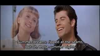 OLIVIA NEWTON JOHN amp JOHN TRAVOLTA SUMMER NIGHTS WITH LYRICS [upl. by Leasim]