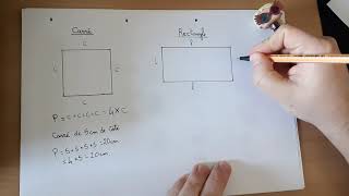 Calcul du périmètre dun carré et dun rectangle [upl. by Tony130]