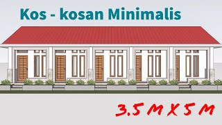 Desain Kos  kosan Minimalis  35m x 5m  Kamar Mandi  Pantry [upl. by Aikat]