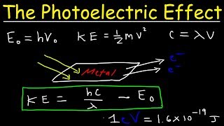 Photoelectric Effect Work Function Threshold Frequency Wavelength Speed amp Kinetic Energy Electr [upl. by Anirbed]