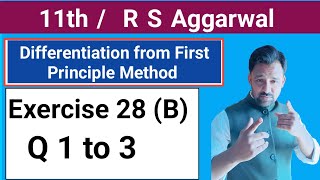 11th  Ex 28 B  Q 1 to 3  R S Aggarwal  Differentiation from First Principle Method [upl. by Sualkcin]