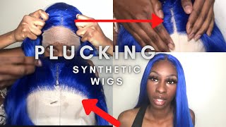 HOW TO PLUCK A SYNTHETIC WIG  HOW TO LAY YOUR SYNTHETIC WIG NATURALLY [upl. by Vaientina43]