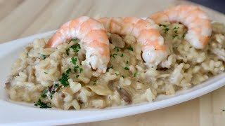 RISOTTO DE CHAMPIÑONES Y LANGOSTINOS  receta de arroz fácil y deliciosa [upl. by Kella]