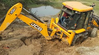 JCB Backhoe Loader Working For New Bridge Construction  JCB Dozer Working Video [upl. by Ruttger]