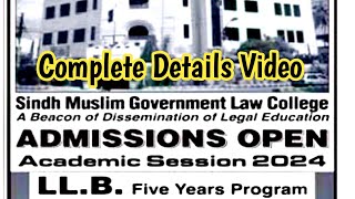 Sindh Muslim Govt Law College Admission 2024  Application FormFee Structure Documents Interview [upl. by Areta]