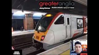 FULL JOURNEY ON THE GREATER ANGLIA CLASS 720 AVENTRA FROM LONDON LIV ST TO HERTFORD EAST 21223 [upl. by Sedgewinn]