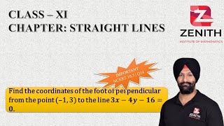 Find the coordinates of the foot of perpendicular from the point –1 3 to the line 𝟑𝒙−𝟒𝒚−𝟏𝟔𝟎 [upl. by Schultz652]