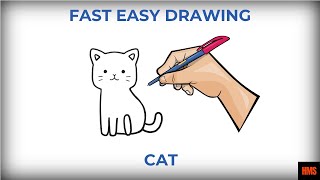 How to draw animals easily step by step  Drawing a cat  Support on Patreon [upl. by Sreip]