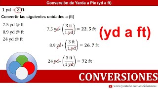 Yardas a Pies yd a ft  Conversiones [upl. by Enomyar]