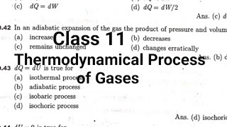 Physics multiple choice questions Thermodynamical Process of Gases Class 11 Adiabatic amp isobaric [upl. by Columbine444]