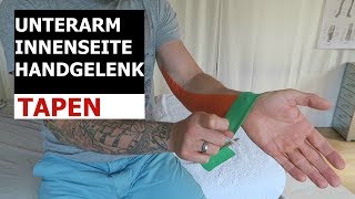 Handgelenk tapen Kinesiology Taping Anleitung für Unterarm  Innenseite und Handgelenk  Taping [upl. by Ddal]