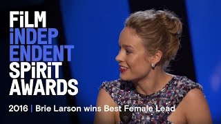 Brie Larson wins Best Female Lead at the 2016 Film Independent Spirit Awards [upl. by Ahseat]