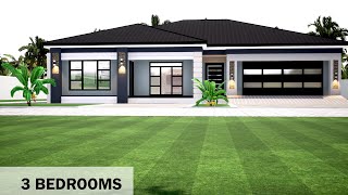 3 Bedroom plan  Hip roof House Design  169mx167m [upl. by Lemrahs182]