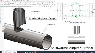 Pipe Development Design In Solidworks Coped Cut Perpendicular to pipe  Flatten Pipe Insert Bend [upl. by Starla]