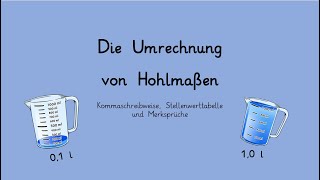 Erklärvideo zum Umrechnen von Hohlmaßen Kommaschreibweise Liter Milliliter [upl. by Enyawal556]