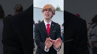 Michigan resident shows off Trump impression outside Walker rally [upl. by Gertrude255]